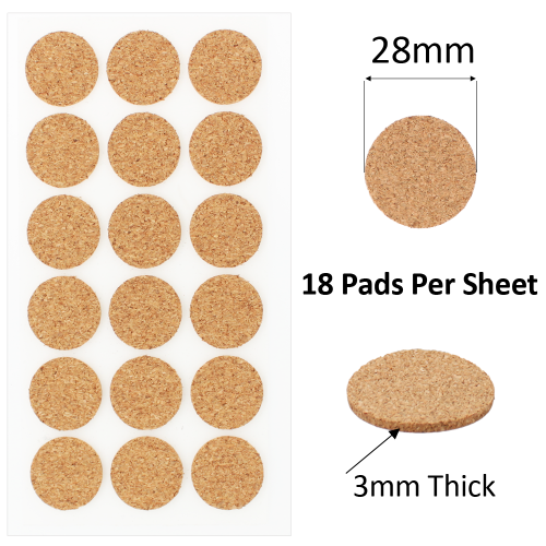 28mm Round Self Adhesive Cork Pads Ideal For Furniture & Also For Table & Chair Legs